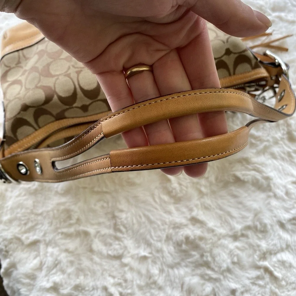 Vintage Coach Signature Logo East West Bag Jacquard C 9363 Y2K Hobo Shoulder Bag - Picture 5 of 16